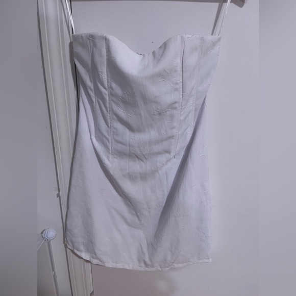 Sky To Moon White Strapless Linen Corset Mini Dress Size Medium - Picture 6 of 6